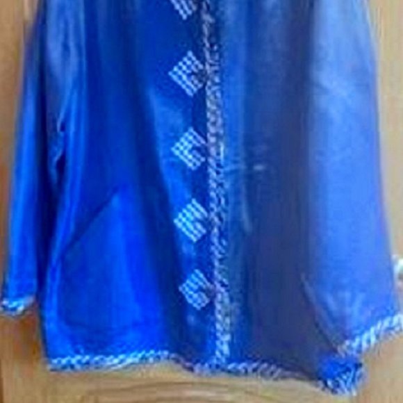 Women's Koos Of Course Reversible 100% Silk Lightweight Jacket Blue Sz: L - Picture 2 of 8